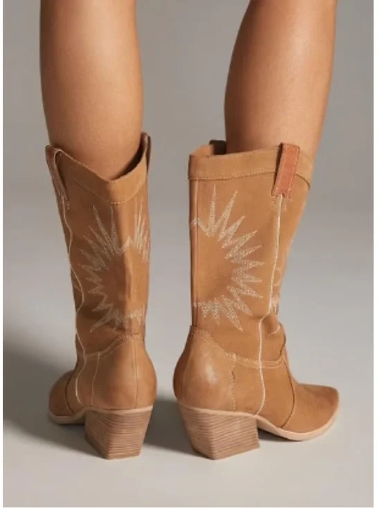 Dolce Vita Lawson Boot in Whiskey Nubuck Western Heeled Mid-Calf Boots 8 cowgirl - Picture 9 of 17